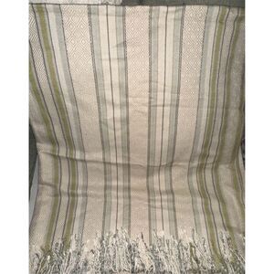 Woolrich Multicolor Throw Blanket Window Pane Striped Fringe 62"x50"